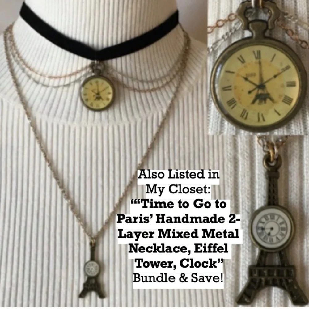 SOLD—Steampunk Handmade Steamer Mixed Metal Bib Necklace with Gears, Clocks - Picture 16 of 16